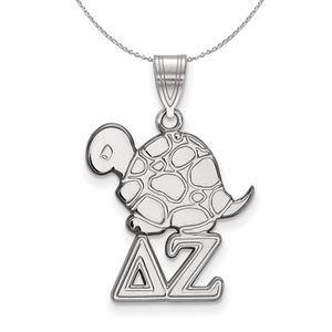 Sterling Silver Delta Zeta Medium Pendant Necklace - 16 Inch